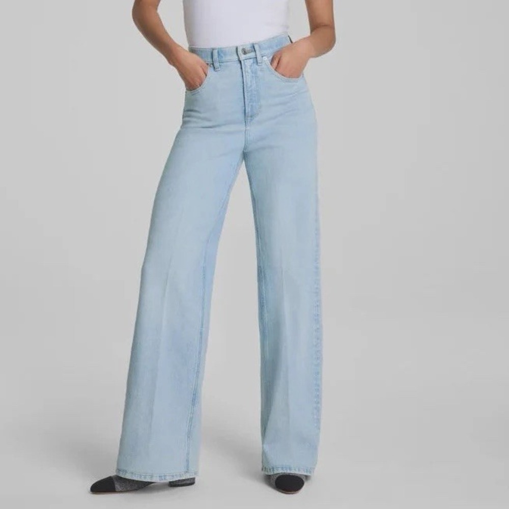 SPANX SPANXshape Authentic 360 Wide Leg Jeans Size SMALL Vintage Coastline Blue